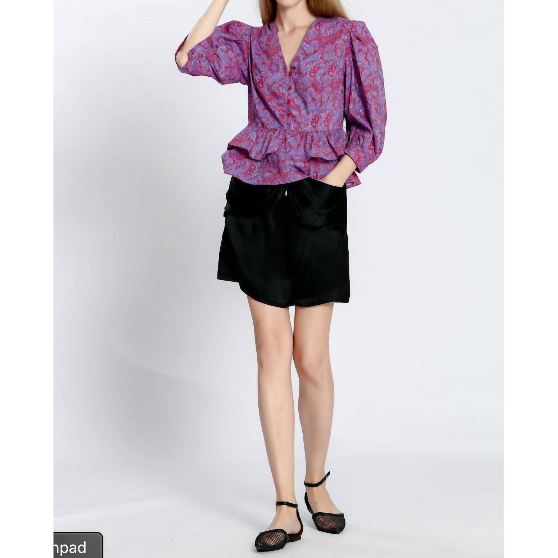 New The Korner Paisley Peplum Top In Rouge